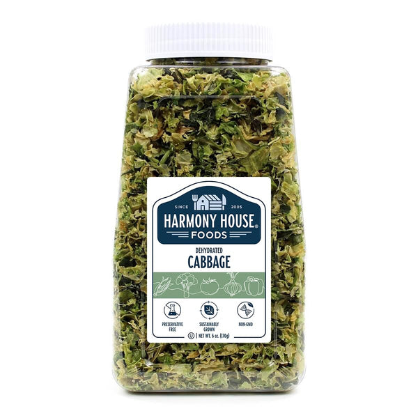 Harmony House Foods Dehydrated Cabbage Flakes - Air Dried Vegetables for Soup