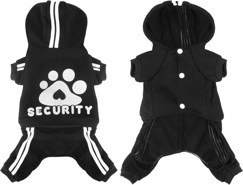 Dog Hoodie, 4 Legs Sweatshirt Jumpsuit, Soft & Warm Pullover Coat for Small Medium Large Dogs Cats (Black, XS)