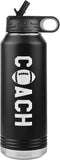 Football Coach Water Bottle - 32oz Insulated Stainless Steel Flip Top with Straw, Black Gift