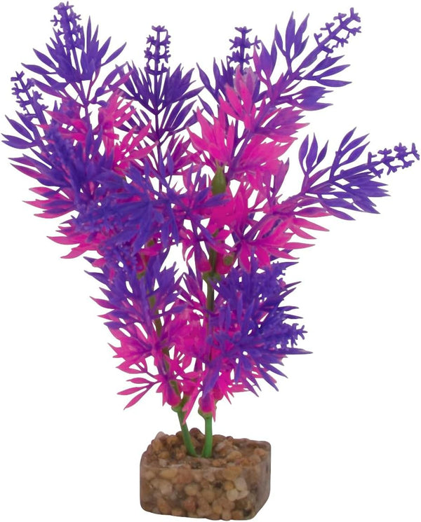 GloFish Plant Aquarium Décor - Medium Purple and Pink, Fluorescent Under Blue LED Light
