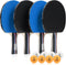 Ping Pong Paddles Set of 4, Premium Table Tennis Rackets, 3-Star Balls (8) with Paddle Case