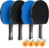 Ping Pong Paddles Set of 4, Premium Table Tennis Rackets, 3-Star Balls (8) with Paddle Case