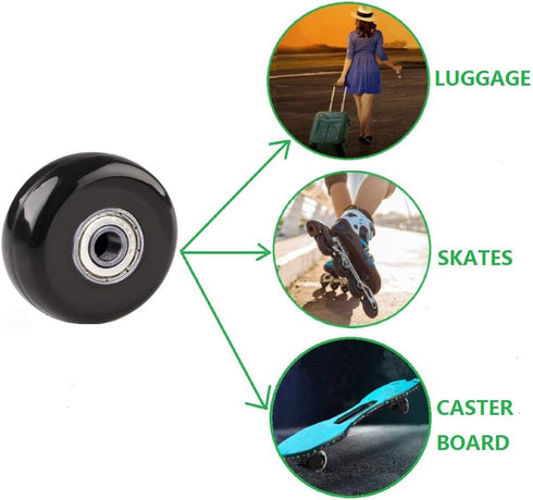 ORO 1 Pair Luggage Wheels Replacement, 40 * 18mm Case Wheels with 8mm Bearings for Suitcase, Inline Skate, Caster Board