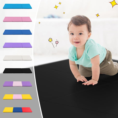 6'x 2' 2" Giantex Gymnastics Mat, Thick Folding Tumbling Mat with Hook and Loop Fastener, Foldable Gym Mat