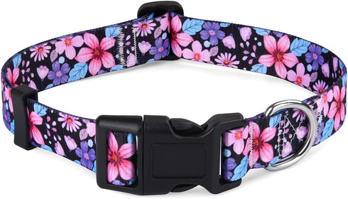Dog Collar for Small Dogs, Soft Comfy Pet Collar, Floral Pattern for Boy Girl Puppy Dogs (Floral A, S)