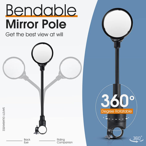 West Biking Bike Mirror Handlebar Mount, Adjustable Rotatable Bicycle Rear View Safety Mirror