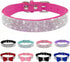 Dogs Kingdom Dog Cat Soft Velvet Collar, Full Bling Rhinestone Studded Puppy Collar,Adjustable Buckle Safety Pet Necklace for Small Medium Large Dogs Cats,Dark Blue,XXS:6-8.3" Neck