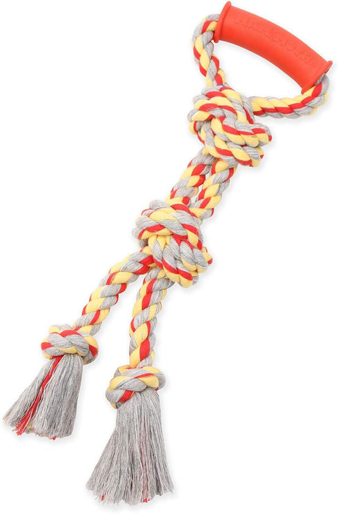 Mammoth Flossy Chews Color Twin Tug with Handle, Premium Cotton-Poly Rope Tug Toy for Small Dogs, Interactive Dual Tug