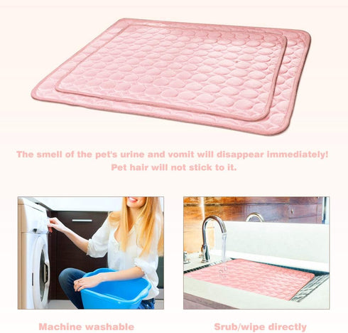 Washable Dog Cooling Mat, Ice Silk Cooling Pad for Dogs, Self Cooling Blanket for Indoor & Outdoor Car Seats