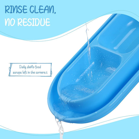 Uiifan 3 Pieces No Spill Cat Food Bowl Set for Small and Medium Dogs and Cats - Easy Cleaning Outdoor Feeder (Blue,