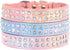 Beirui Bling Rhinestone Dog Collar, Cute Bedazzled PU Leather Collar with Sparkling Crystals for Small Medium Dogs