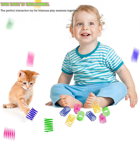 (12Pcs) Cat Toys Spring - Interactive Cat Toy & Kitten Toys with Durable Plastic Coils for Swatting, Biting, Hunting