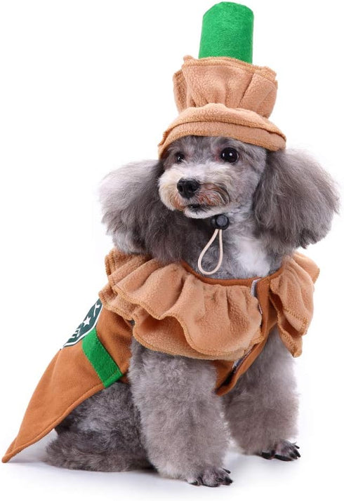 Latte Dog Costume, Funny Iced Coffee Outfit for Halloween, Winter Warm Cosplay for Small Medium Dogs
