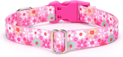Weimostar Dog Collar with Floral Pattern, Soft Comfortable Adjustable Buckle Cute Durable Nylon Puppy Collars for