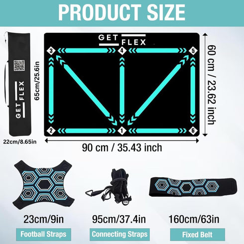 Soccer Training Mat with Kick Trainer & Ball Controller, Adjustable Waist Belt & Elastic Rope, Improve Footwork