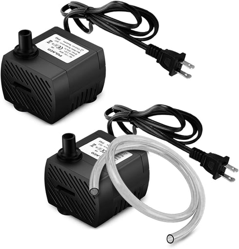 PULACO 2Pcs Mini Submersible Water Pump (95GPH 5W) for Aquarium, Pond, Fountain, Hydroponics