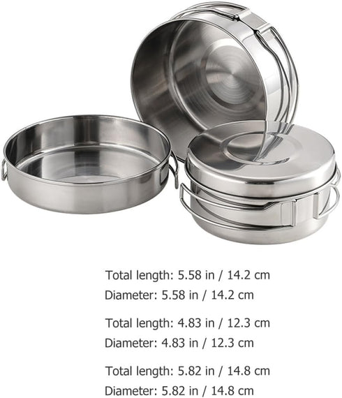 Set Set Backpacking Toyvian Outdoor Camping Cookware Stainless Steel Pot Pan Foldable Handle Portable Cooking Kit