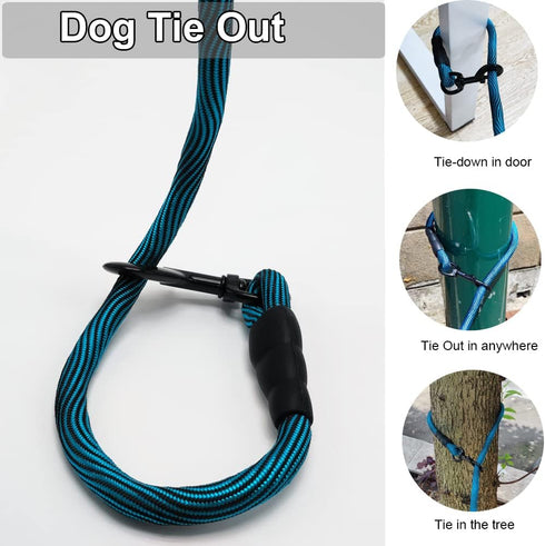 BTINESFUL Tie-Out Check Cord Long Rope Dog Leash, 8ft 12ft 20ft 30ft 50ft for Large Medium Small Dogs