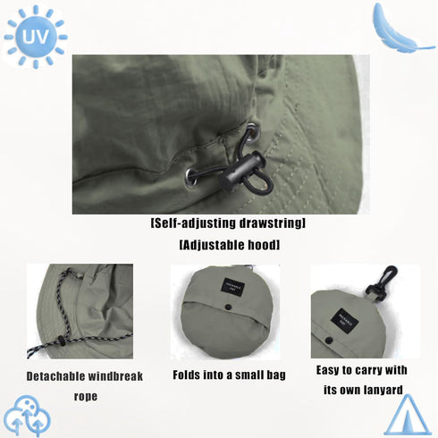 Waterproof Bucket Rain Hat with Chin Strap, Packable Sun Hat for Men Women Lightweight Quick Dry Fishing Hiking Outdoor