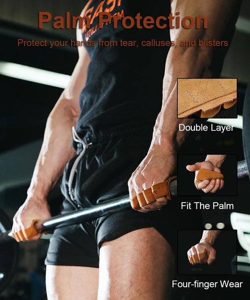 SUJAYU Leather Weight Lifting Gloves, Lifting Grips Weightlifting Gloves for Men Women, Weight Glove Gym Glove