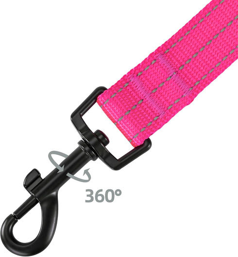Mile High Life Heavy Duty Dog Leash for Large and Medium Dogs, Reflective Leash for Night Safety (4FT x 3/5''Wide, Hot