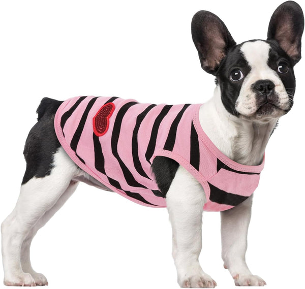 Queenmore Dogs Cats Cotton Vest, Striped T-Shirt, Soft Cool Sleeveless Vests for Small Medium and Large Dogs & Cats