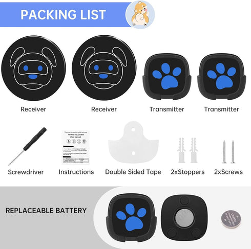 IP65 50 1000 Dog Door Bell for Potty Training, Wireless Dog Doorbell Ring to Go Outside, Waterproof Touch Buttons