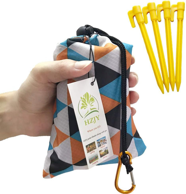 Outdoor Blanket (71" x 55"), Compact Lightweight Sand Proof Pocket Blanket for Beach, Hiking, Travel, Camping