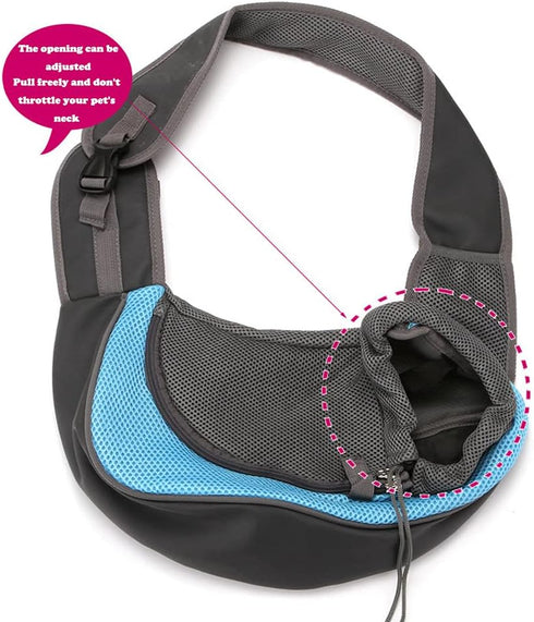 Pet Dog Sling Carrier, Breathable Mesh Portable Travel Safe Pet Sling Shoulder Bag Carrier with Adjustable Non-Slip Shoulder Strap for Small Dogs Cats Puppy