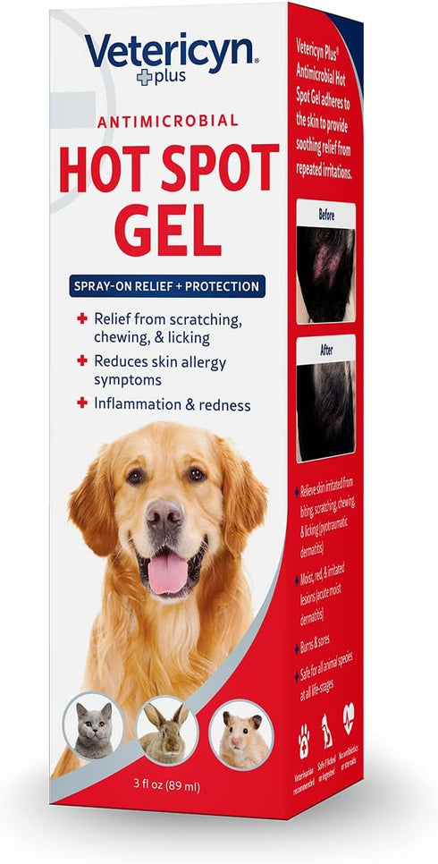 Vetericyn Plus Dog Hot Spot Gel - Spray-On Care for Dogs, Relieves Itchy Skin and Allergy Symptoms, 3 ounces