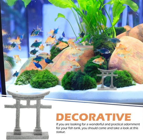 GANAZONO Japanese Shinto Shrine Torii Gate Miniature Ornament for Fish Tank Decoration
