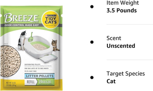 Tidy Cats Breeze Cat Litter Pellets, Refill, 3.5 lb