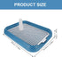 ULTECHNOVO Dog Potty Tray with Wall Post: Indoor Puppy Training Toilet Blue Plastic Mesh Grate, Pee Pad Holder for Male