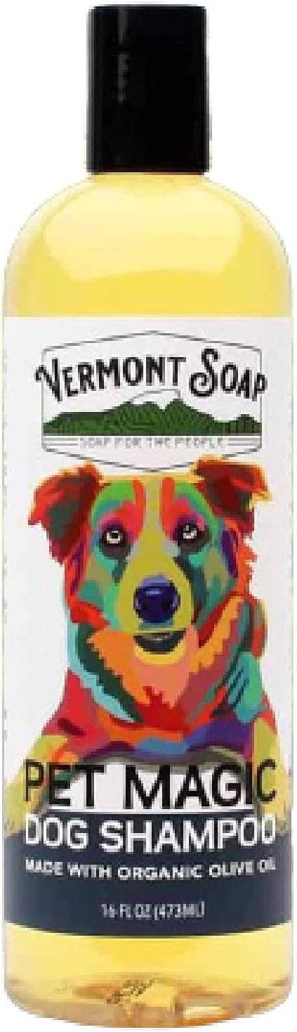 VERMONT SOAP Organics Dog Shampoo, 16oz - USDA Certified, Infused with Organic Olive Oil, Coconut & Aloe Vera