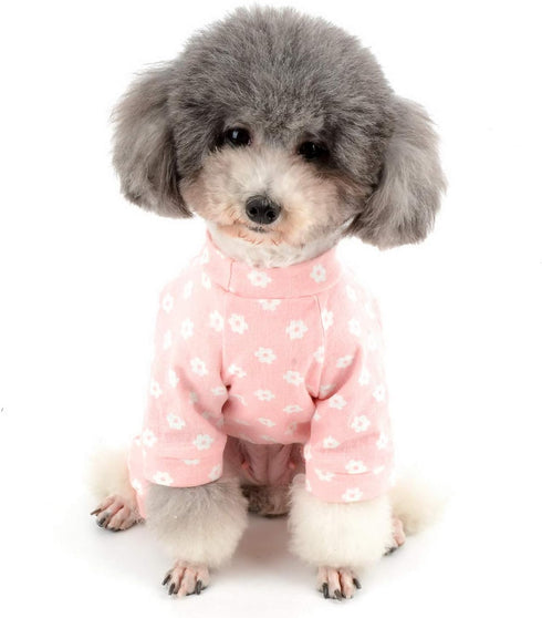 Zunea Pink Small Dog Daisy Jumpsuit Pajamas, Adorable Cotton Overalls Pjs for Puppy Girl, Four Legs Pyjamas XL
