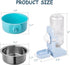 Hamiledyi 3PCS Crate Bunny Food Bowl, Removable Stainless Steel Dual Bowls with Plastic Hanging Water Fountain