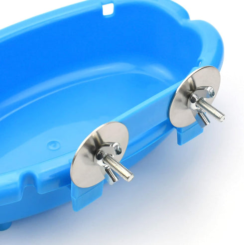 Bird Bath for Cage - Small Tub Bowl for Parrot/Parakeets/Cockatiels/Canary/Budgerigar Shower (Blue)