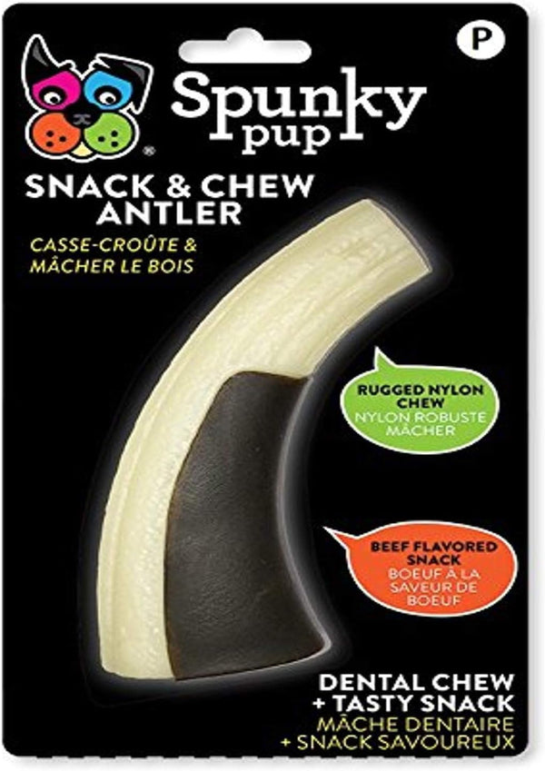 Spunky Pup Snack & Chew Antler Toy | Promotes Healthy Teeth & Gums for Puppy