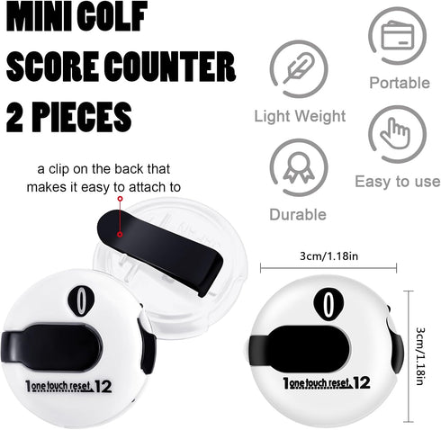 Weewooday 2 Pieces Golf Score Counter Clicker with One Touch Reset for Golf Game Scorekeeper