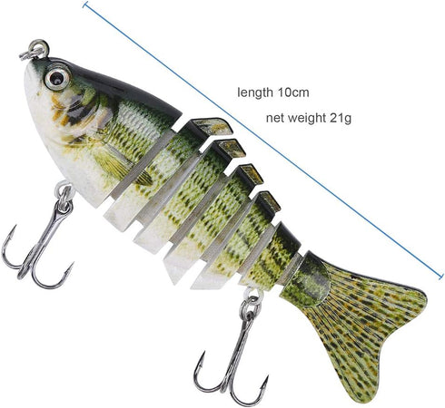 Lifelike Fishing Lures for Bass, Trout, Walleye | Realistic Multi Jointed Fish Popper Swimbaits - 3 Pack