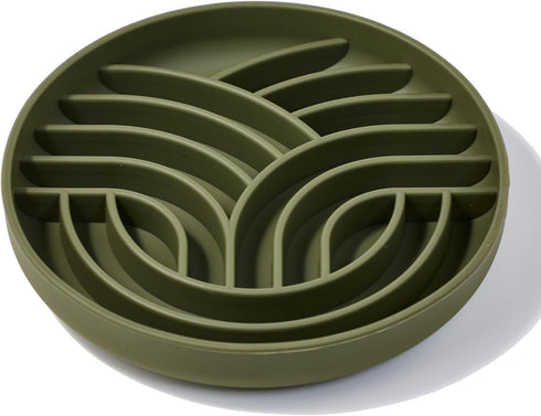 Slow Feeder Dog Bowls (Tree Life, Camo Green), Soft Silicone Food Safe Feeding Bowl for All Breed Pets, Non Slip