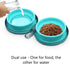 Collapsible Silicone Twin Dog Bowls with Zipper Silicone Case, 2 in 1 Portable Travel Dog Bowls, Pop Out Dog Bowl, No Spill Non-Skid Pet Food and Water Feeder Bowl with Carabiner Clip