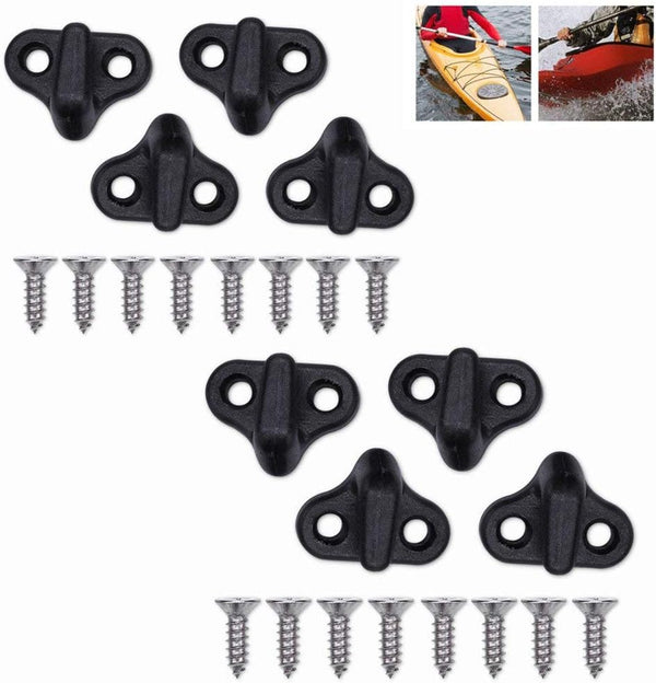 Wbestexercises Kayak Lashing Hooks, Nylon J Shape Replacement Hooks with Flat-Head Screws - Black