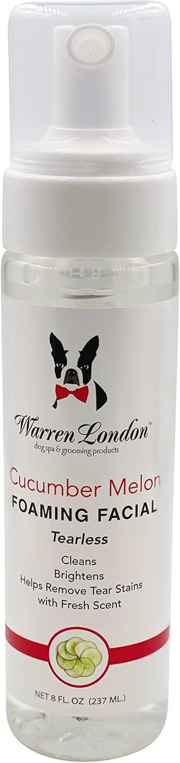 Warren London Foaming Pet Facial, Tear Free Dog Face Wash, Refreshing Cucumber Melon Wash, 8oz