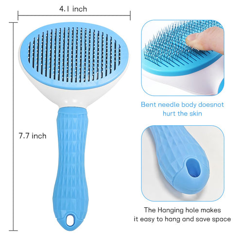 Bihoonge Self-Cleaning Slicker Brush,Pet Brush, Pet Massage Tool for Dogs Cats Rabbits Pet Grooming Shedding Brush Hair