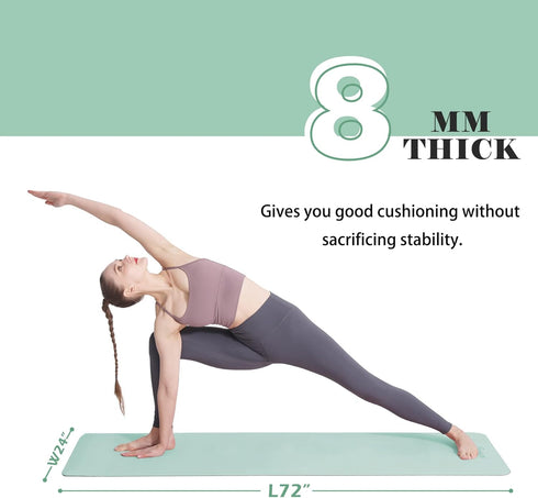 UMINEUX Extra Thick Yoga Mat 1/3'' Non Slip for Women, Eco Friendly TPE Fitness Exercise Mat with Sling