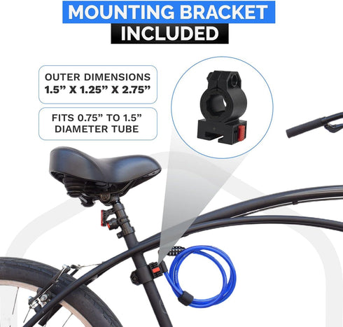 Security Cable Lock Set, Resettable Combination Lock with Mounting Bracket, Portable for Bikes and Scooters