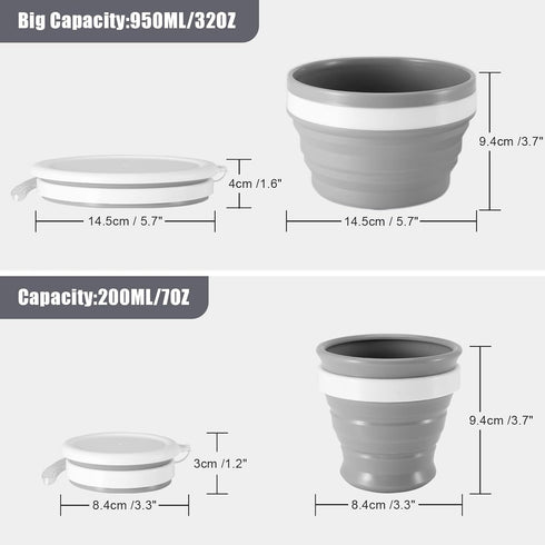 Odoland Mess Kit for Camping, 1 Person with Silicone Collapsible Bowl, Cup & Stainless Steel Spoon for Outdoor