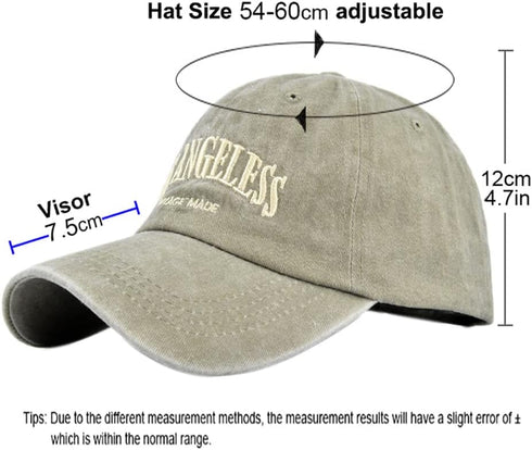 Vintage Baseball Cap Embroidery Los Angeles, Washed Denim Trucker Cap, 100% Cotton Sun Hat