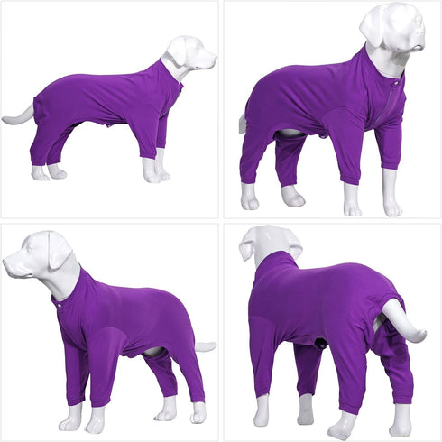 Lovelonglong Dog Pajamas - Lightweight Pure Cotton Jumpsuits for Large Medium Small Dogs, Stylish PJS, Purple S